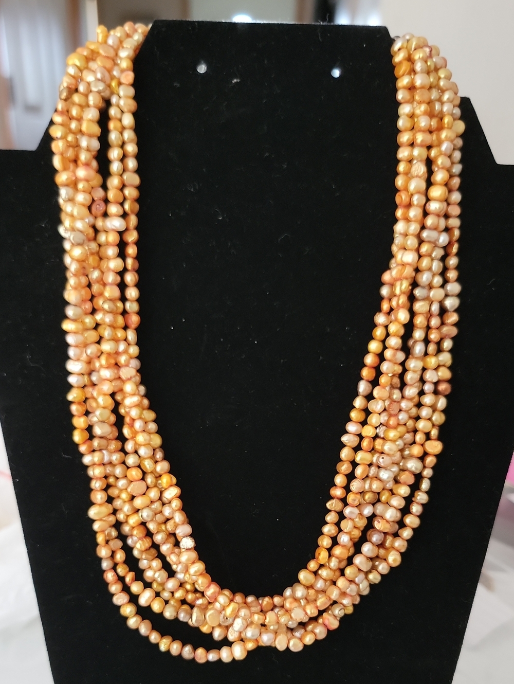 Silpada Sterling 8 Strand Copper Freshwater Pearl Beaded Necklace Womens Jewelry